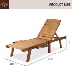 Outdoor Patio Adjustable Wood Chaise Lounge Recliner | Textilene Lounge Chair |