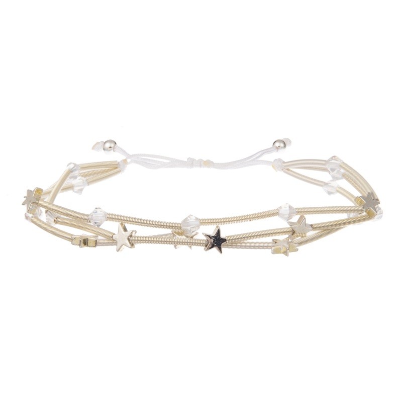 Boho Multi Beads Silver Stackable Beaded Elastic Bracelet For Spring Fashion