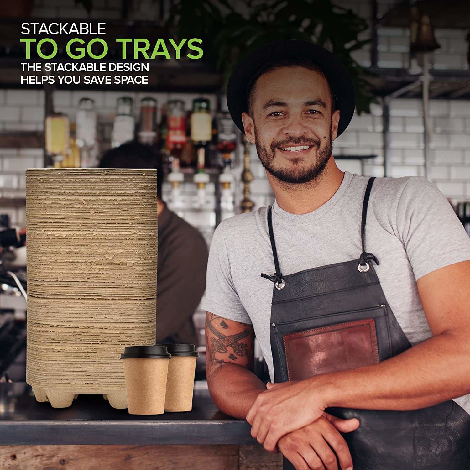 Biodegradable Disposable Takeaway Hot Drink 2 Cup Holder Takeout 4 Cup Tray Carrier Coffee Paper Cup Holder