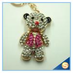 3D Teddy Bear Cute Cartoon Rhinestone Animal Shape Key Chain for Valentine's Day