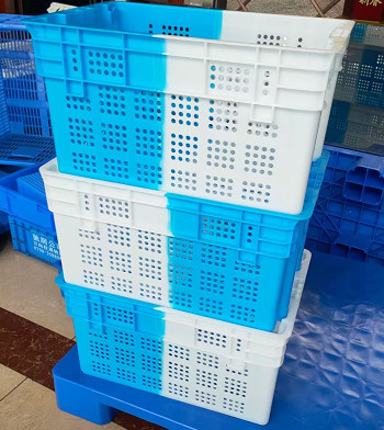 Double Color Shipping Nestable Plastic Crates For Fruits And Vegetables