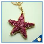 Rhinestone metal Starfish Keychain Attachment Cute Metal Keychain For Women's