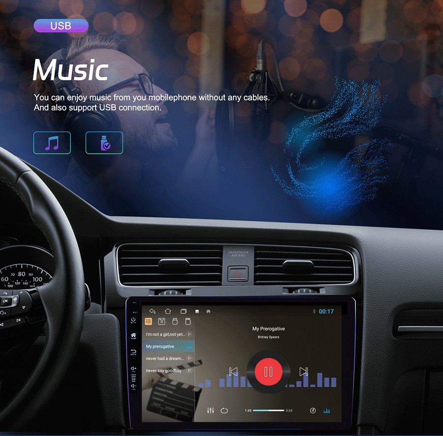1280*800 Resolution 4G Car Radio for Mitsubishi Lancer 2007-2012 Navigation GPS and Carplay Ready