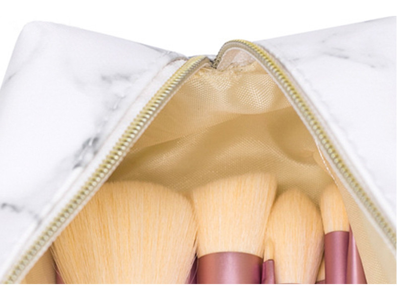 Fashion Custom Logo Portable White Marble Cosmetic Bag Luxury