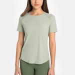 Athletic Ladies Yoga Tops / Short Sleeve Workout Shirts With Breathable Mesh