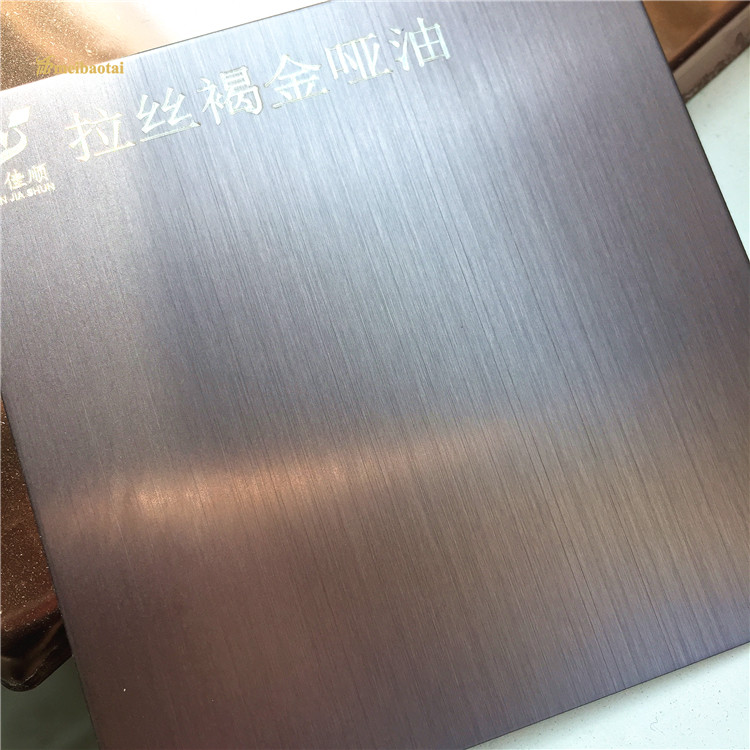 Anti Finger Print Hairline SS Plate Brown Gold 0.65mm Thickness