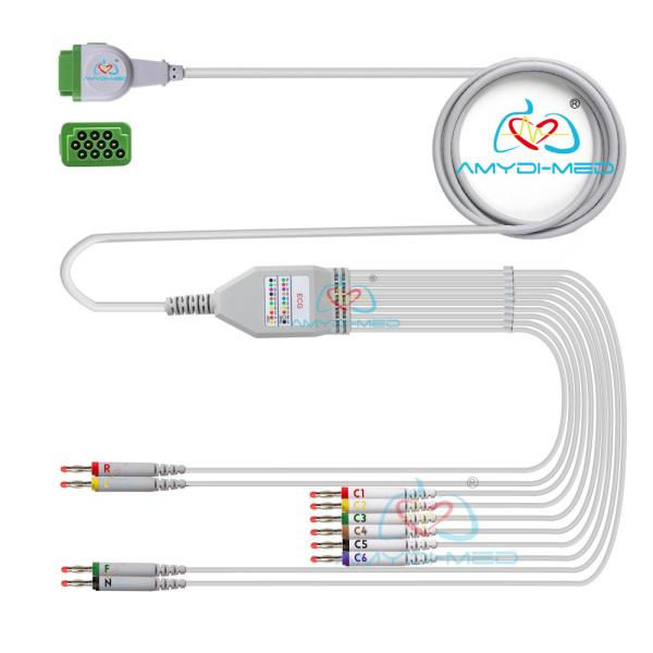 Rectangle 11P 10 Lead ECG Cable Banana One Piece EKG Cable Compatible GE