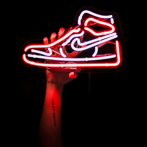 14" x 8.5" Neon Jordan Sneaker Signage Shoe Glass Acrlic Neon Sign