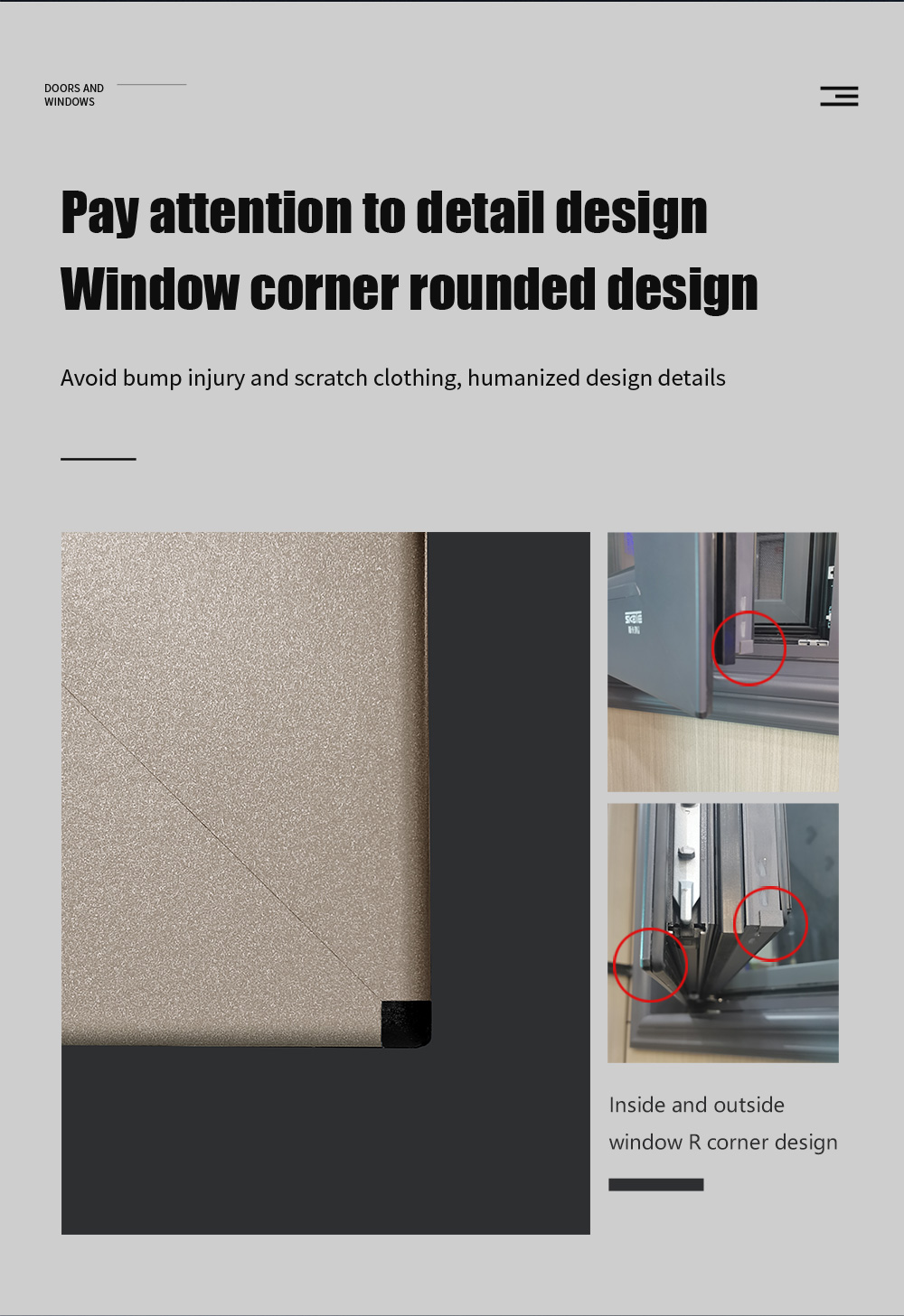 Modern House Villa Aluminium Windows and Doors with Heat Insulation Coefficient ≤2.1