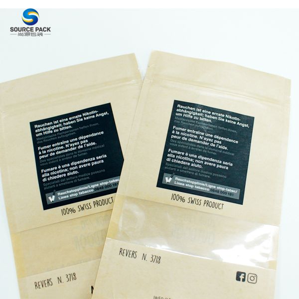 Eco Matte Finish Stand Up Pouch Ziplock Kraft Paper Packaging Bag For Dry Flower