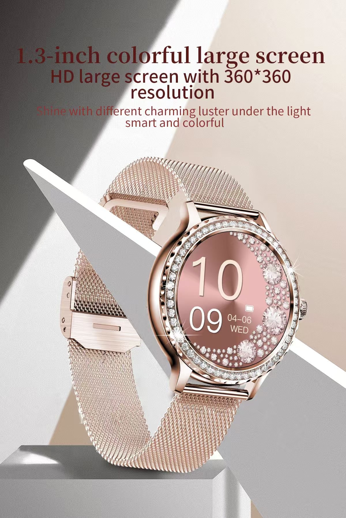 NX19 Waterproof Smart Watch Fitness Tracker 1.3 Inch Round Smartwatch For Ladies