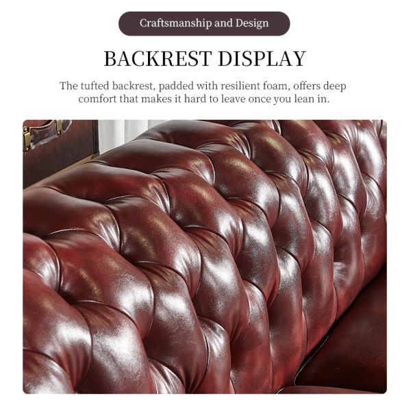 Nidea #862 Classic Retro Design Sofa Vintage Real Leather Sofa Classic Design for Home Hotel Living Room Sofa