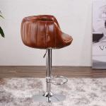 Antique Leather Stainless Adjustable Height Swivel Bar Stool With High Back