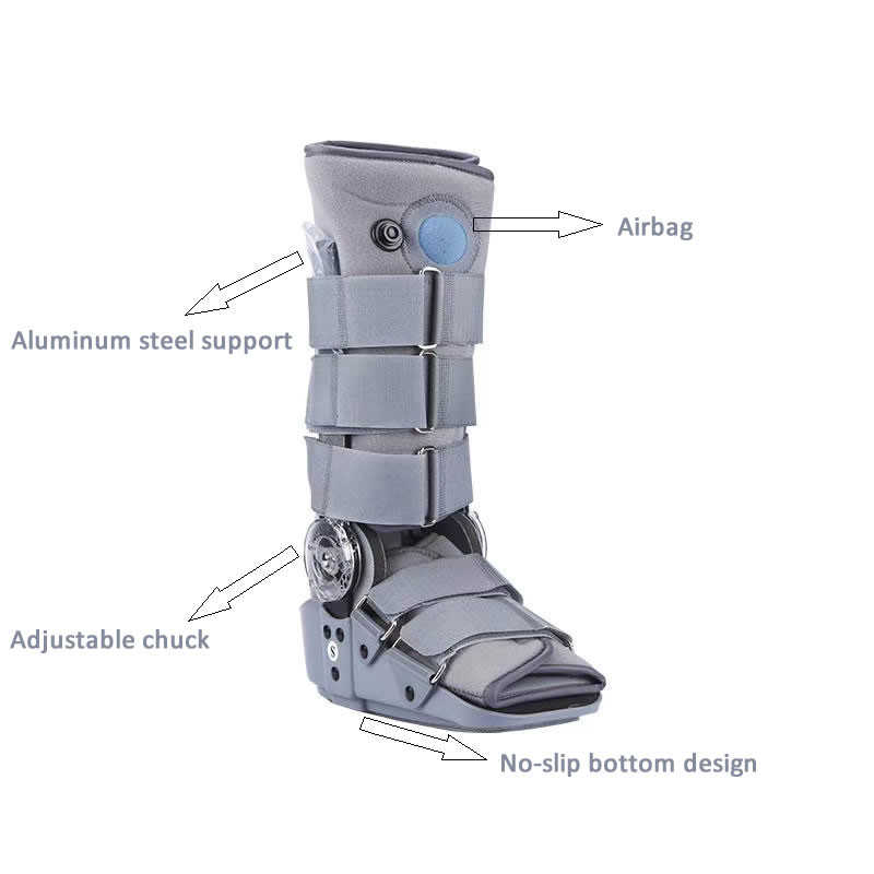 Black/grey color foot brace drop foot with airbag and chuck adjustable ankle foot brace