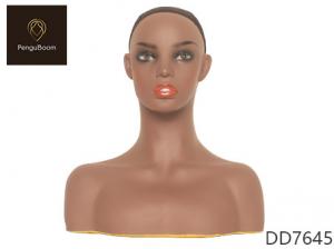 China Human Skin Meticulous Makeup Mannequin Display Head With Shoulders on sale