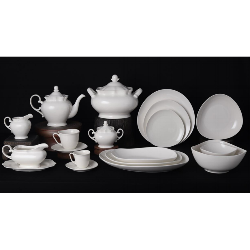 new bone china - Embossed dinning set white glaze for daily used ceramics