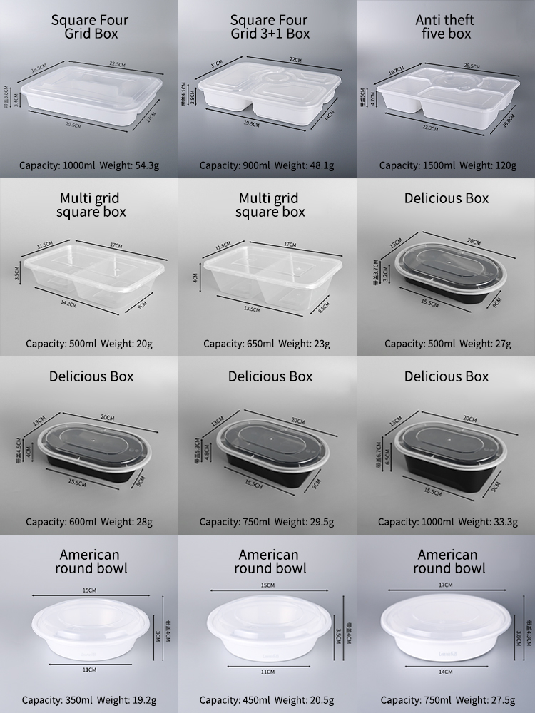 Rectangle Disposable Plastic Food Containers 0.5-1.5mm Thickness Microwave For Snack