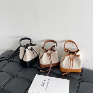 Wholesale Designer Women's Fashion Crossbody Bag Simple Drawstring Pleated Shoulder Bag with Bucket Handbag from china suppliers