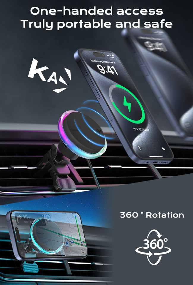 Crystal Texture Car Wireless Charger With Frosted Lens And Blower Design For Unique Design And Strong Magnetic Suction