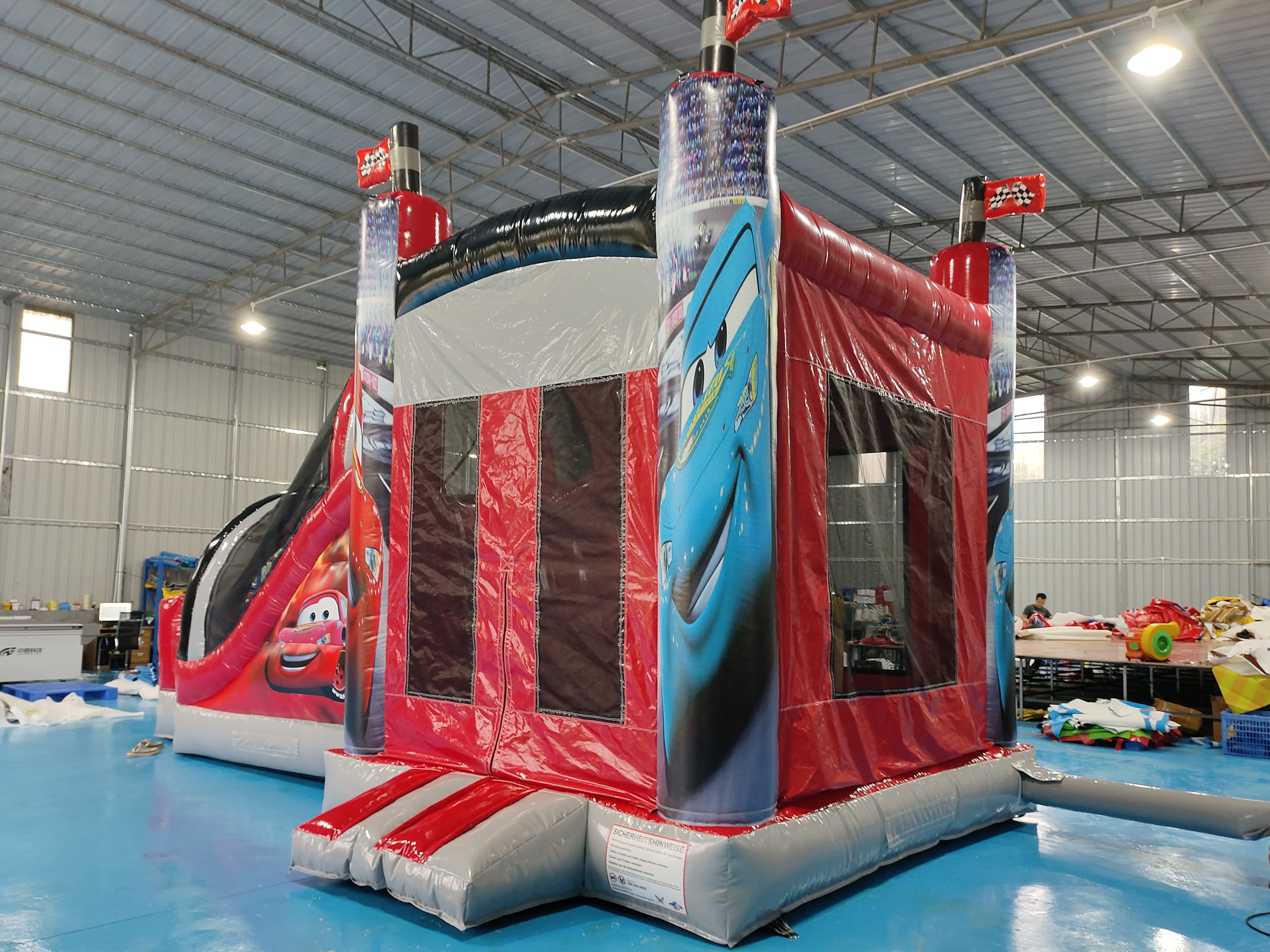 Outdoor Inflatable Castle Combo Race Cars Cartoon Movies Inflatable Bouncer With Slide Combo Inflatable Bounce House