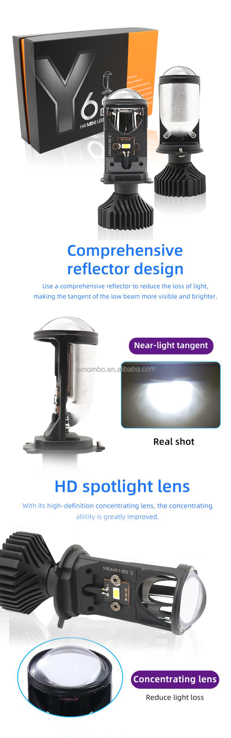 Car Headlights H4 YD6 6000K Motorcycle LED Headlight Car headlamp front fog lamp Modified LED bulb 12V
