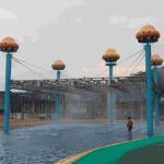 Mushroom Group Spray Park Equipment , Customized Fiberglass Water Slide for