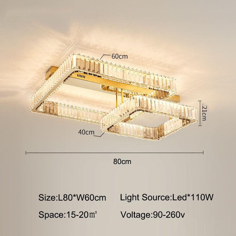 Luxury Living Room Smart Led Chandelier Modern Hall Glossy K9 Crystal Ceiling Chandelier(WH-CA-104)