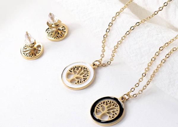 Life Tree set Gold necklace 18k stainless steel earning popular accessories Spot