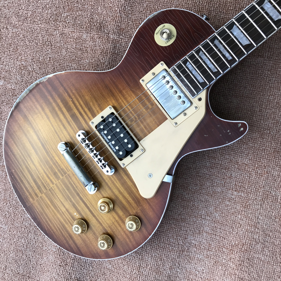 New high quality relic standard LP electric guitar, Tobacco burst, Tune-o-Matic bridge relic electric guitar