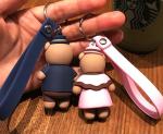 Hot Sale 3d Brown Bear Doll Soft PVC Keychain Key Holder With Silicone Wristband