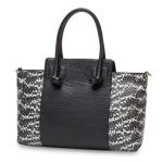 White Black Small Soft Ladies Womens Leather Laptop Messenger Bag
