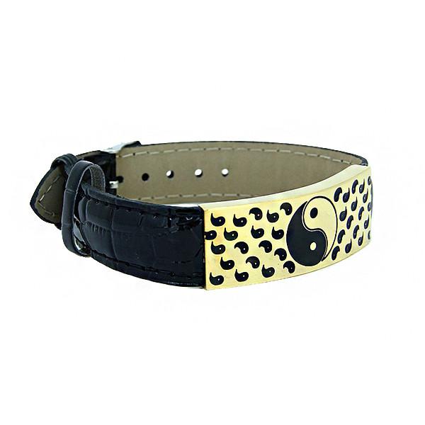Europ American Fashion Trendy Stainless Steel Geniune PU Leather Bracelet Bangle