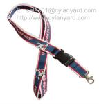 Woven Frame Polyester Lanyard with Metal Detachable Buckle, Woven Framed Ribbons