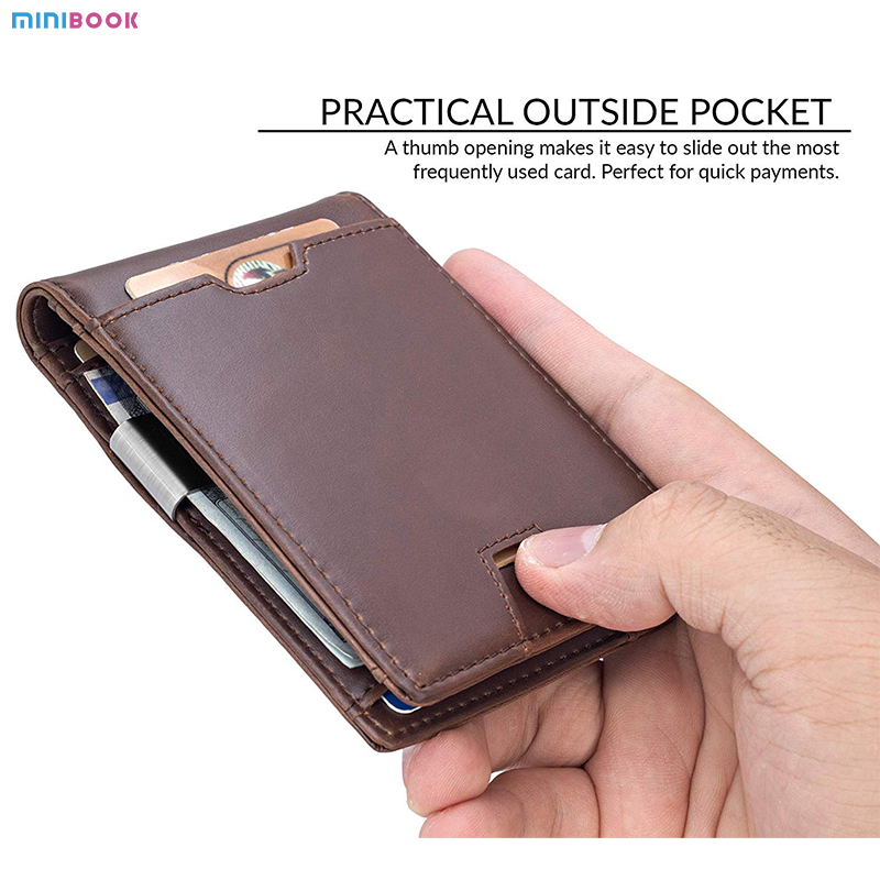 GENUINE LEATHER Men Front Pocket Wallet with Bifold Money Clip and Solid Pattern Type