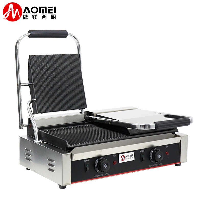 Commercial Electric Cast Iron Contact Sandwich Panini Press Maker Grill Griddle Machine
