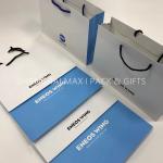 Mini White Branded Paper Bags Company Logo Promotional For Business Emboss