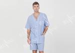 Polycotton Yarn Dyed Mens Striped Pajamas / Mens Summer Pajamas Shorts