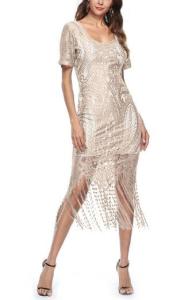 Wholesale Small Quantity Garment Manufacturer Laides Lace Dress V - Neck Short Sleeve With Fringed Hem from china suppliers