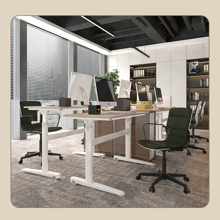 Manual Height Adjustable Recording Studio Table Workstation Luxury Style White Wooden