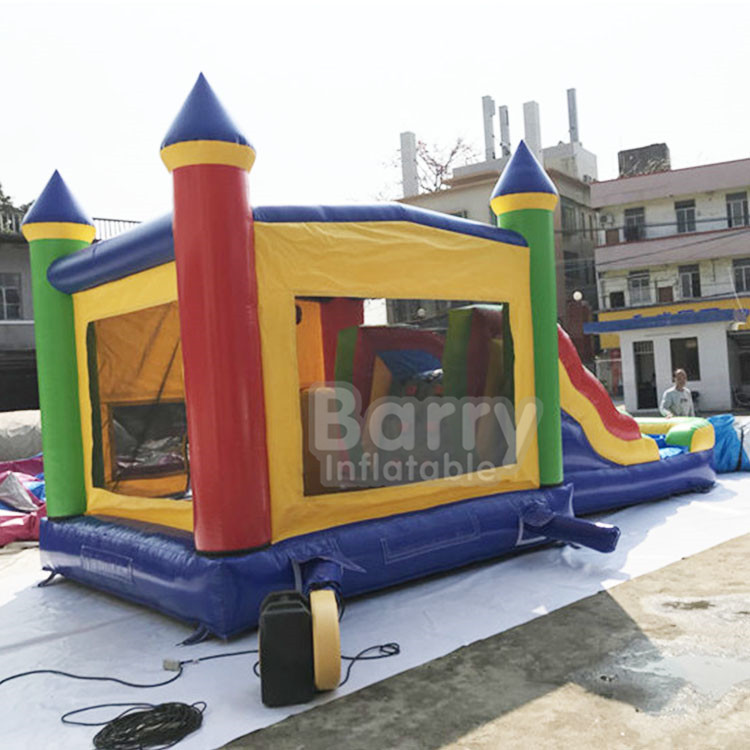 Cartoon Inflatable Bounce House And Slide Combo With Blower For School And Daycare