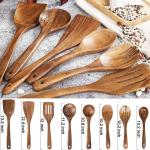Nonstick Cooking Bamboo Kitchen Utensils Wooden Spoons Set