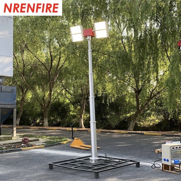 6m pneumatic telescoping move light mast tower for fire truck-pan tilt unit-remote control