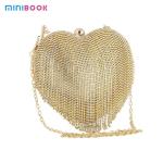 Customize Luxury Handbags Minibook Fashion Heart shaped Diamond Clutch for