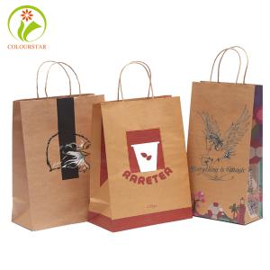 Wholesale Offset 157g CMYK Brown Kraft Paper Bag Flat Handle FSC from china suppliers