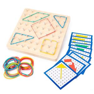 Wholesale Kids 15cm Tie Nail Wooden Math Toy Math Wooden Blocks Montessori Graphic Board from china suppliers