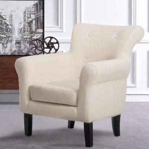 Wholesale Accent Chair Fabric Living Room Armchair Upholstered Club With Solid Wood Leg Beige from china suppliers