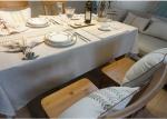 100% Linen Cotton Tablecloths , Country Style Leaves Vintage Embroidered