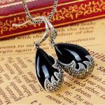 Vintage Sterling Silver Black Onyx with Marcasite Dangle Drop Earrings