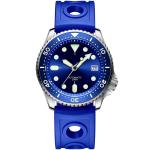Luminous 21mm Mens Rubber Strap Watches 3BAR Silicone Stainless Steel Back