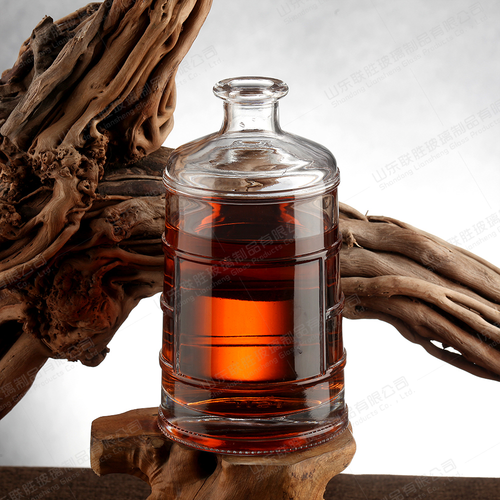 250ml 500ml 750ml 1000ml Large Size Glass Bottle for Brandy Whiskey Cylindrical Shape